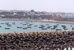 Image du Maroc Professionnelle de  Vue aérienne du port de pêche d'Asilah, ville du nord du Maroc sur l'océan Atlantique à 40 km au sud de Tanger, Vendredi 9 Août 2002.(Photo / Abdeljalil Bounhar)




 